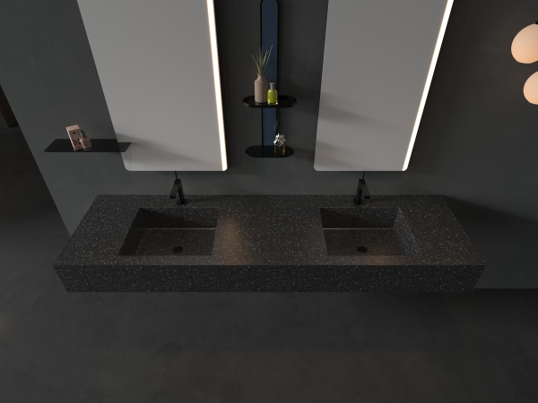 double bowl integrated vanity top