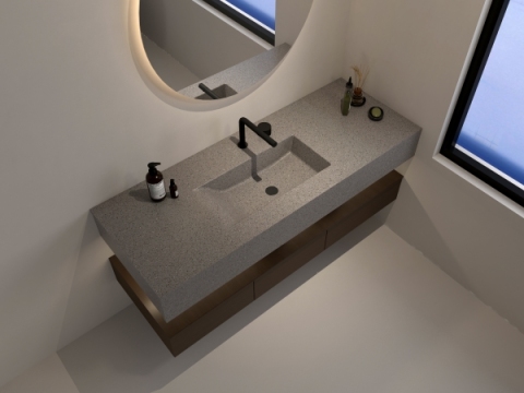 MT015 Terrazzo Single Integrated Sink Undermount Single Basins