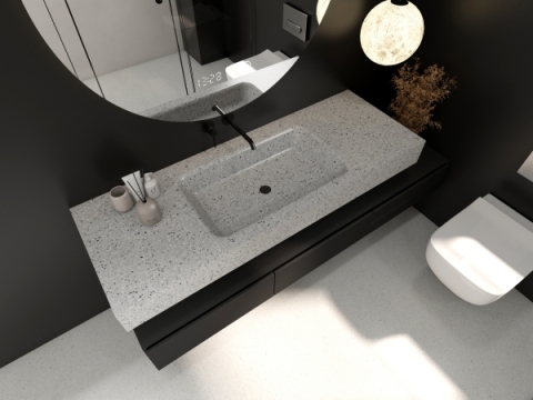 MT160 Terrazzo Integrated Undermount Basins for Villa & Hotel Projects