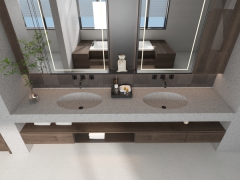 MT005 Durable Integrated Basin Sinks Stone Products for Commercial Projects