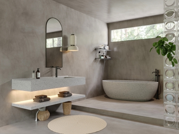 MT001 Fireproof Waterproof Customized Stone Basins Terrazzo Integrated Basin