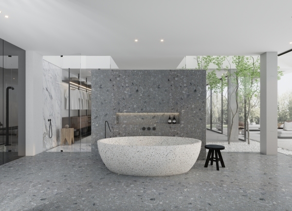 Banheira MY001 em terrazzo de pedra artificial para decoração de interiores.