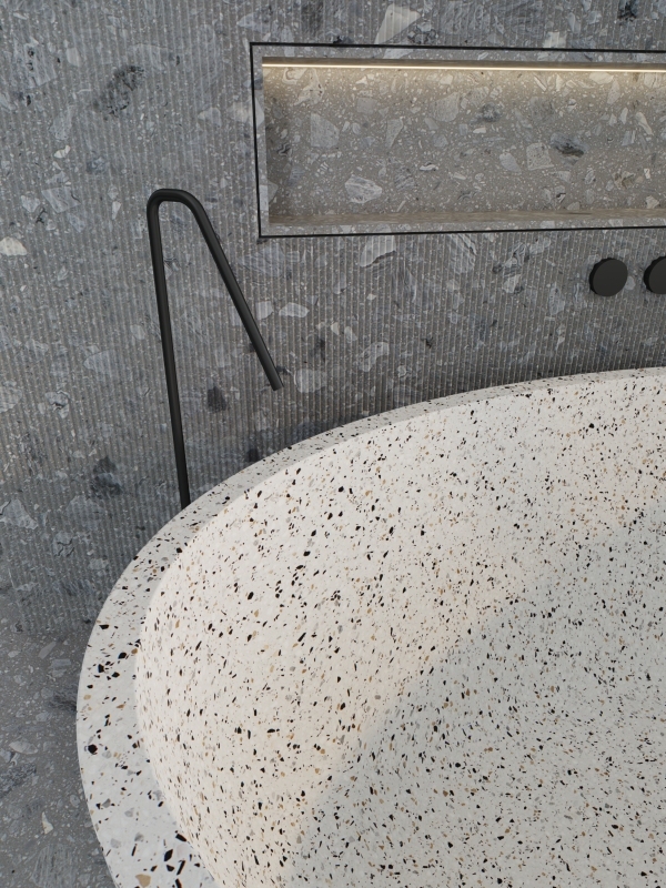 Banheira MY001 em terrazzo de pedra artificial para decoração de interiores.
