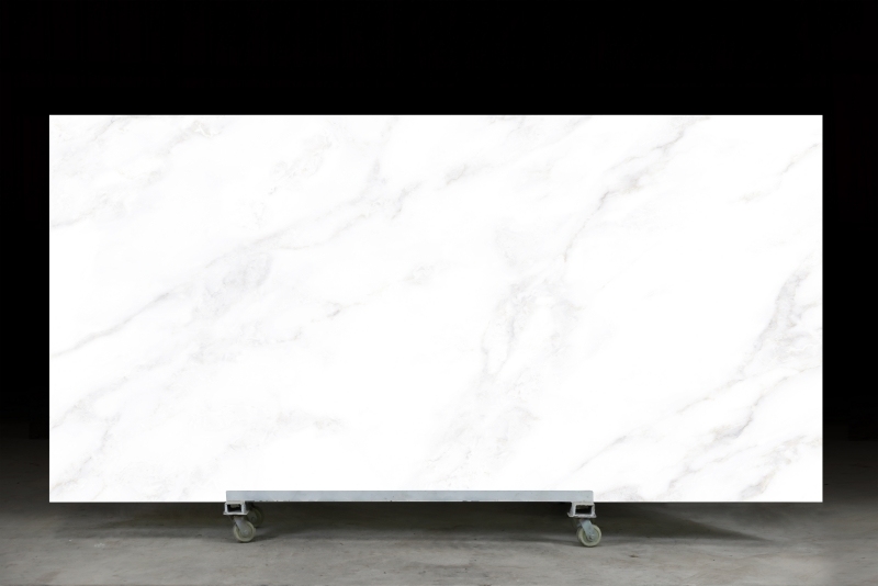 YS3D-038 Dalles de quartz blanc poli imprimées en 3D, 3200 mm et 3600 mm