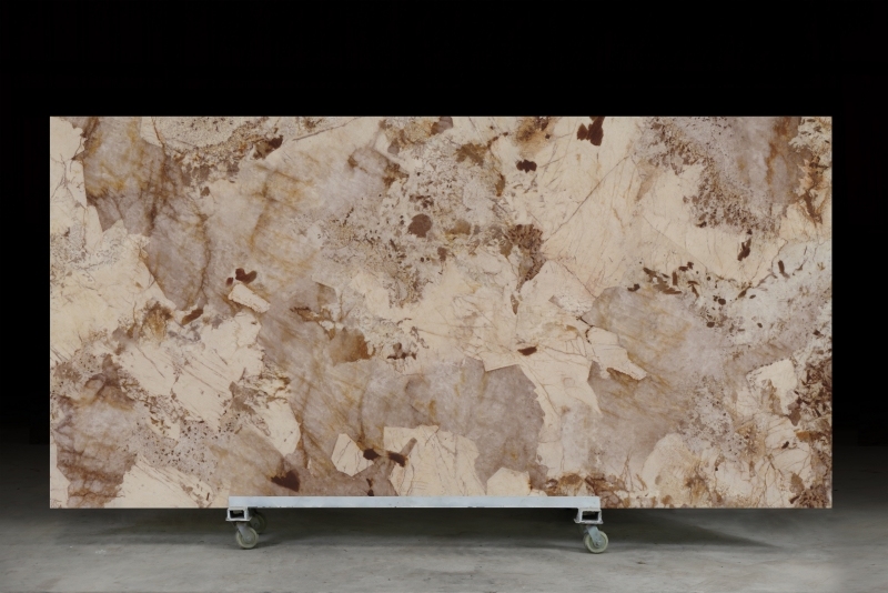 YS3D-045 Brown Color Quartz Artificial Stone 3D Printed Quartz Big Slabs