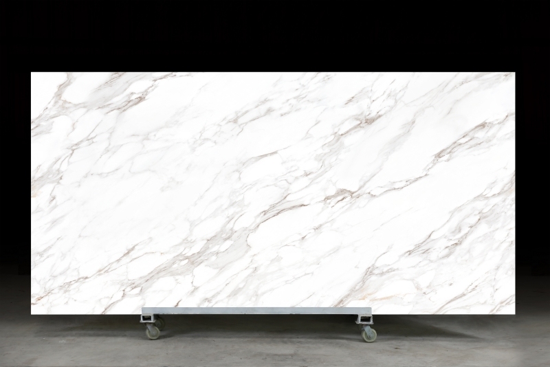 YS3D-051 White Calacatta Engineered Quartz Slabs 3D Printed Quartz