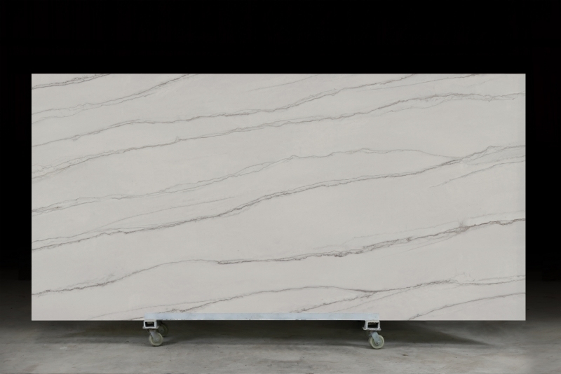 YS3D-060 Full Body Printed Quartz 3d Quartz White Stone Big Slab