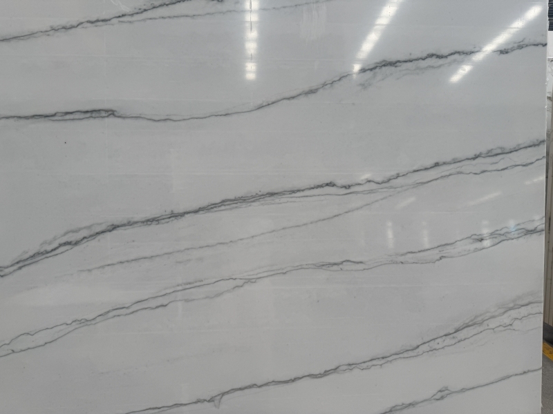 YS3D-060 Full Body Printed Quartz 3d Quartz White Stone Big Slab