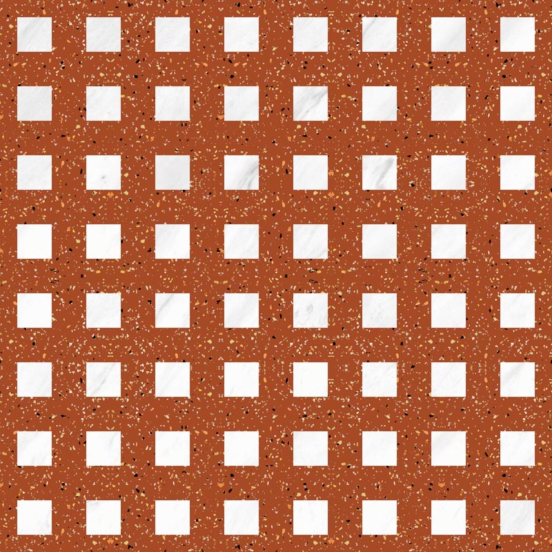 Китай Оранжевая фоновая стена с белым квадратным кварцевым искусством Терраццо
, производитель