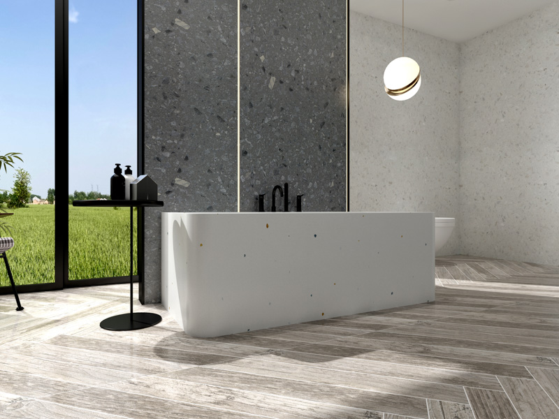 Rectangle Terrazzo Stone Composite Bathtub