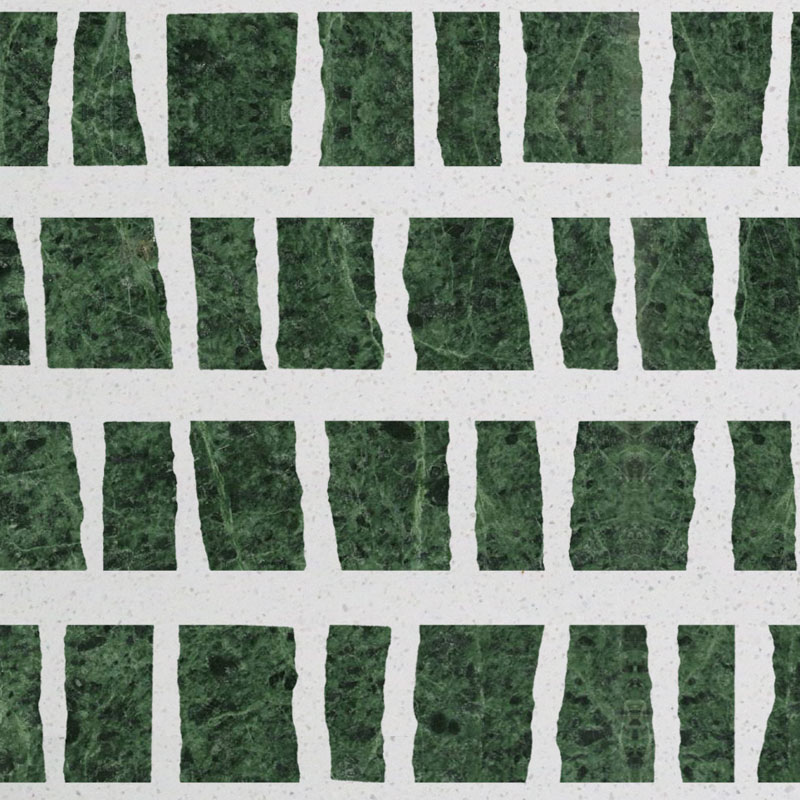 Irregular Green Chips Art Terrazzo Strip Shape Lobby