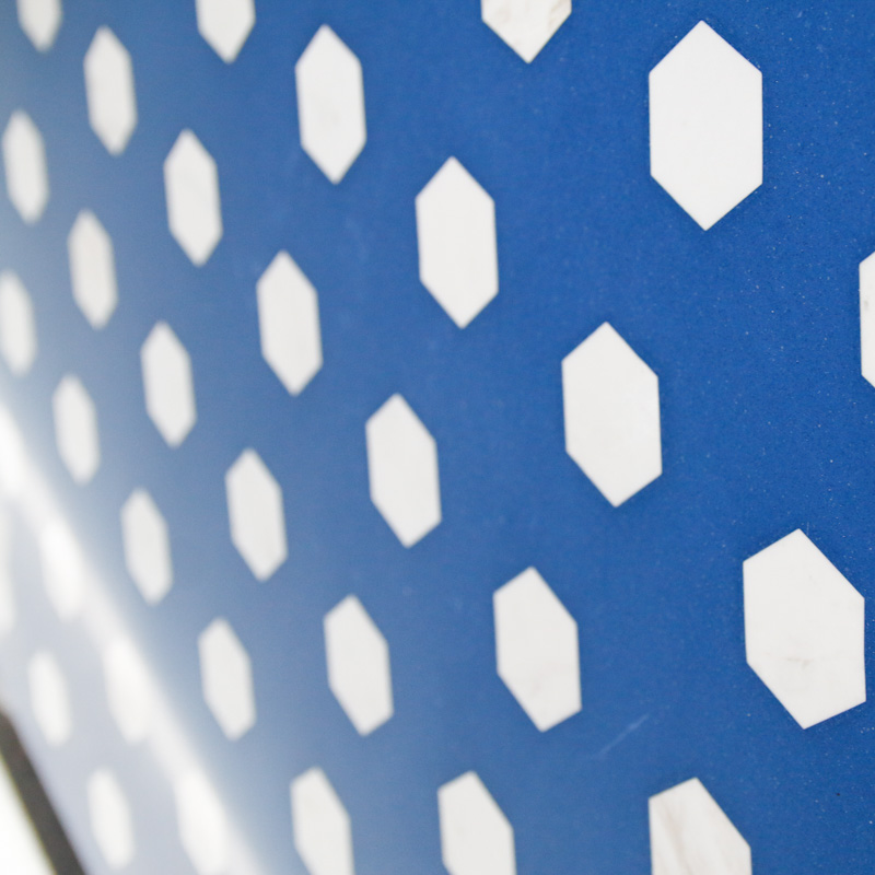 Innovative Blue With White Haxegon Quartz Art Terrazzo Floor