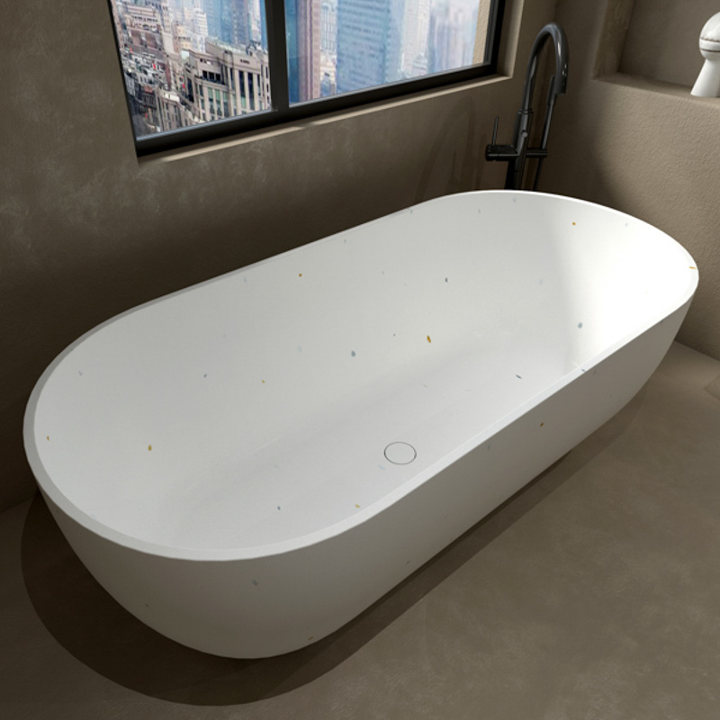 Ovale Form Anorganische glatte Terrazzo-Badewanne