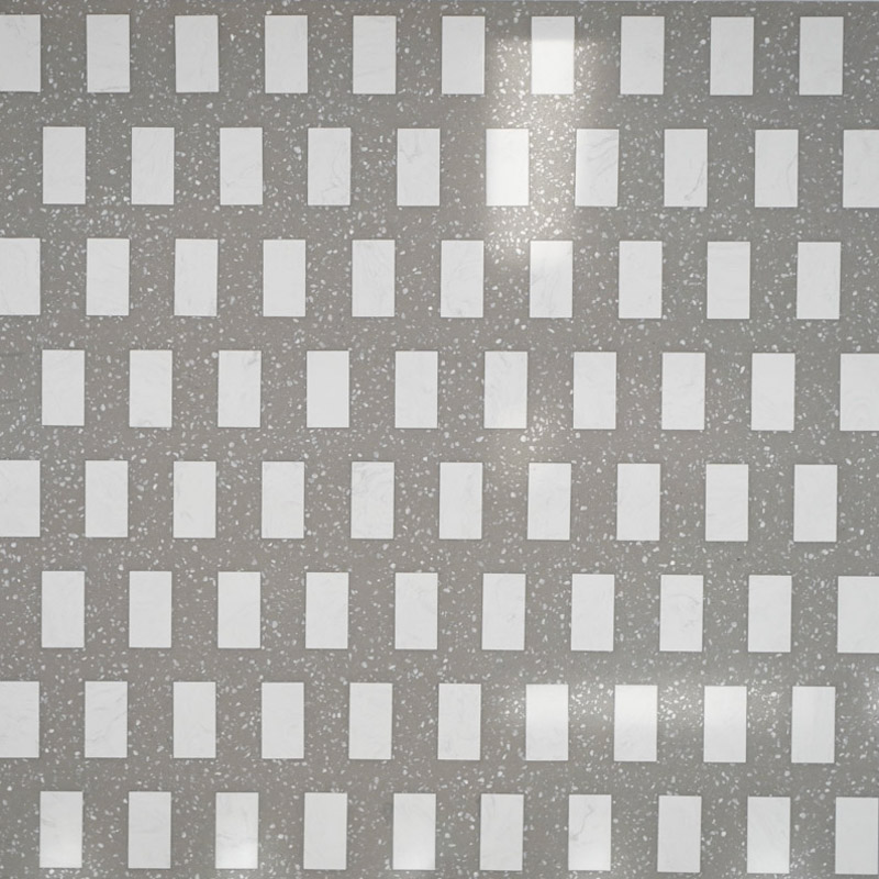 Mild Grey Rectangle Pattern White Piece Art Terrazzo Board