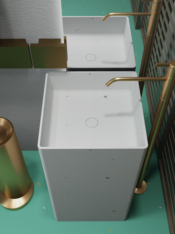 Polished Terrazzo Pedestal Basin Custom Sink