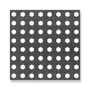 Design de banheiro com padrão haxegon branco lascas de quartzo Art Terrazzo