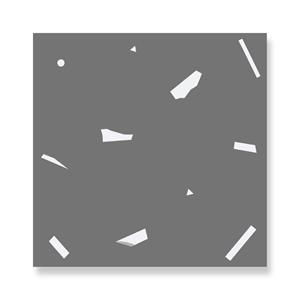 Terrazzo de arte cinza com peças de laje de mármore branco irregular