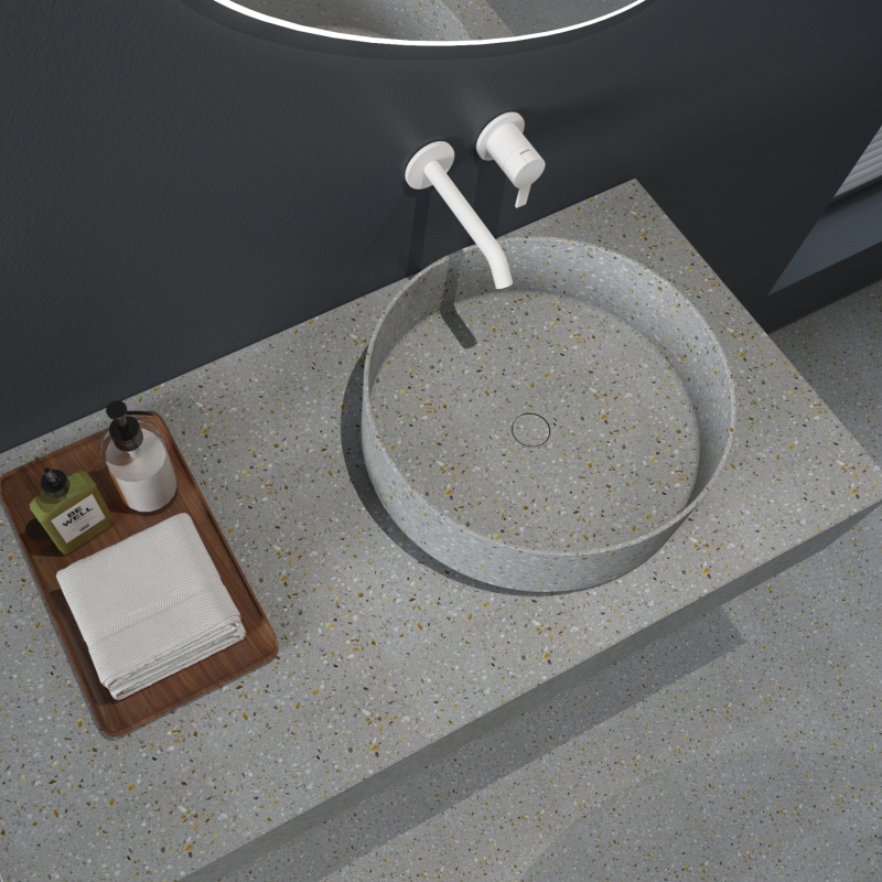 MX006 White Round Terrazzo Simple Basin Display