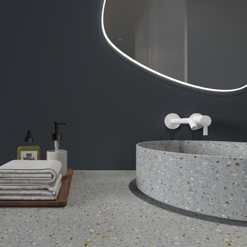 MX006 White Round Terrazzo Simple Basin Display