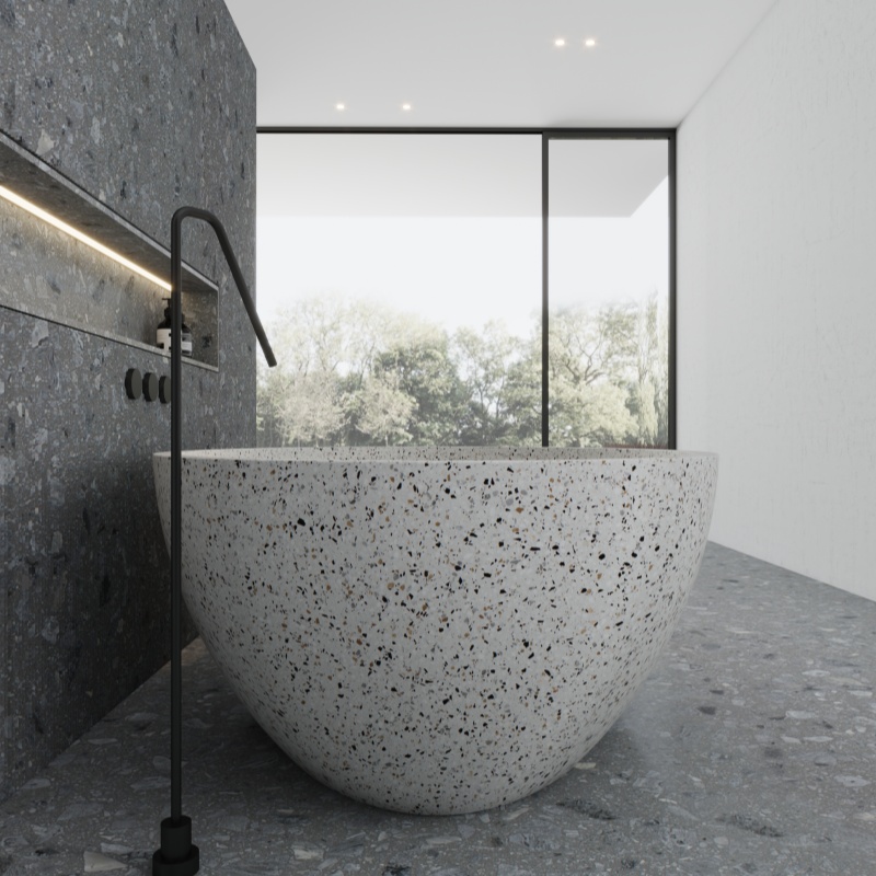 MY001 White Terrazzo Home Design Freestanding Bathtub