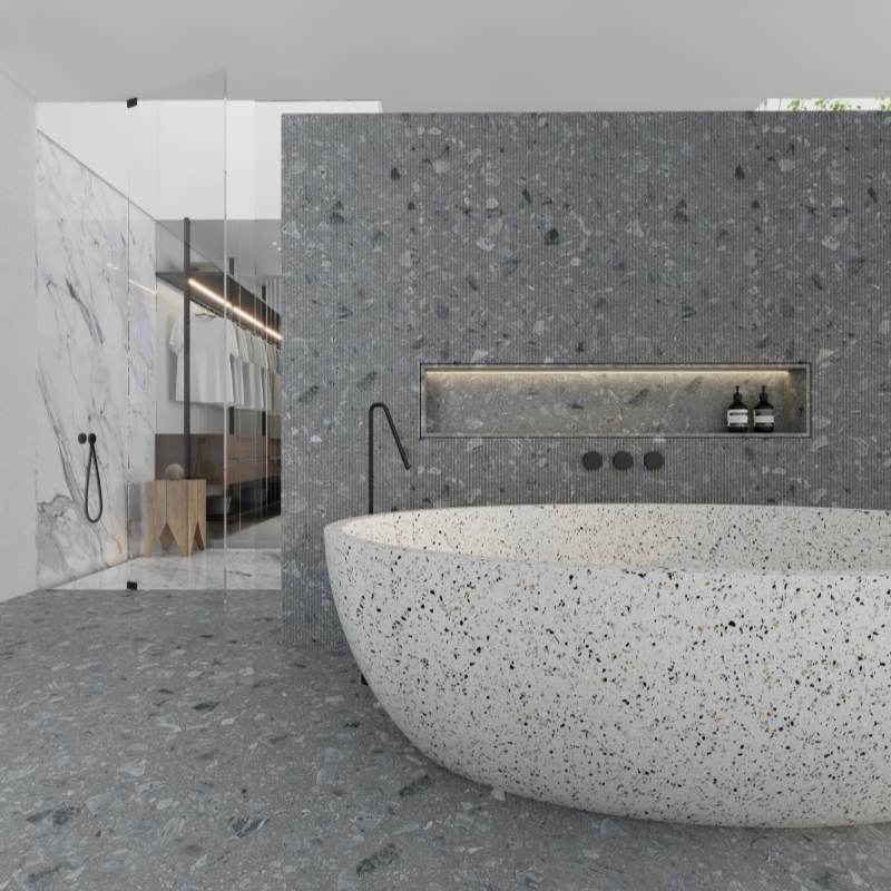 MY001 White Terrazzo Home Design Freestanding Bathtub