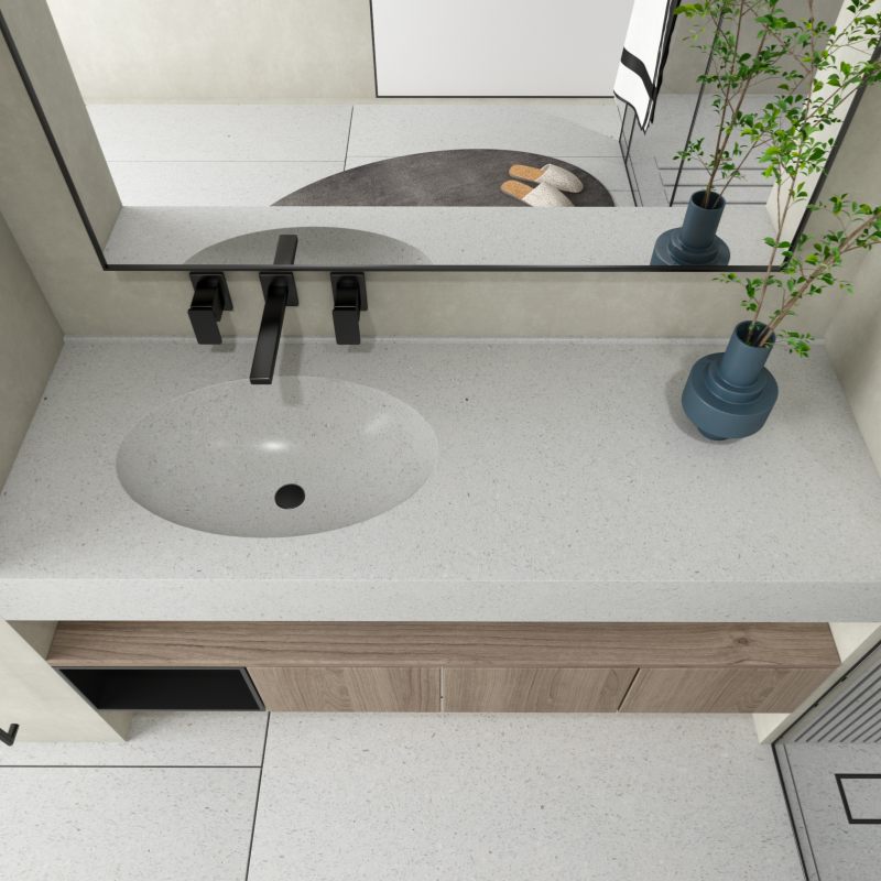 MT002 Vertical Seamless Double Sinks Terrazzo Wash Vanity Top