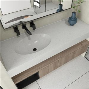 MT002 Vertical Seamless Double Sinks Terrazzo Wash Vanity Top