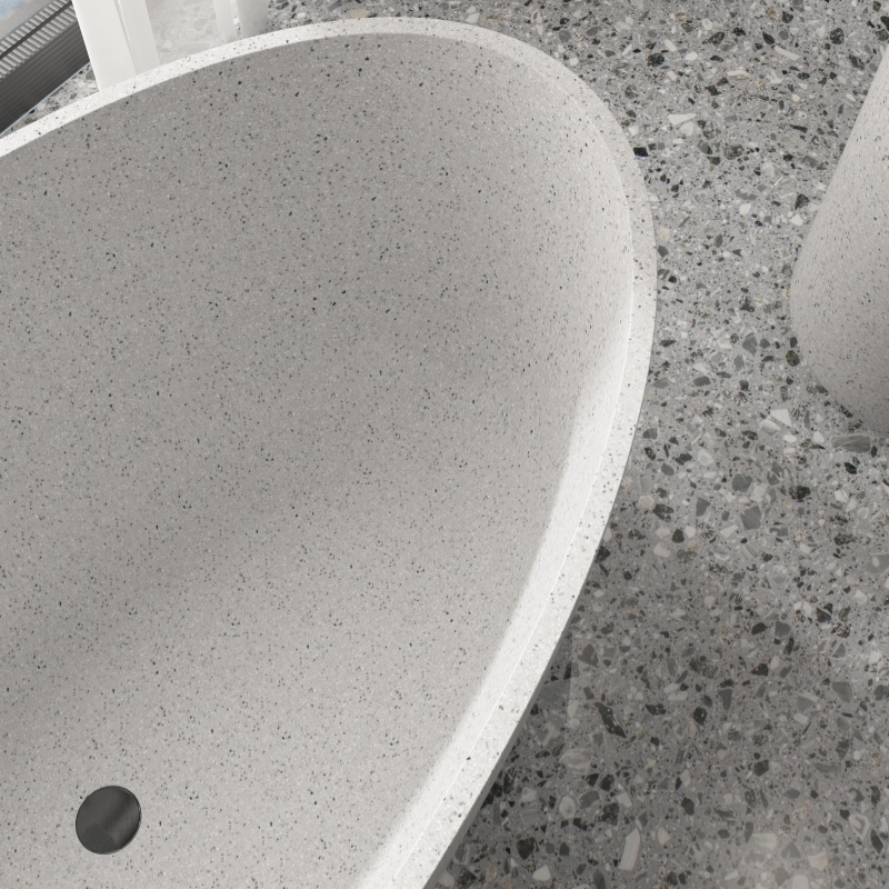 MY008 Popular Light Blue Oval Exterior Terrazzo Bathtub