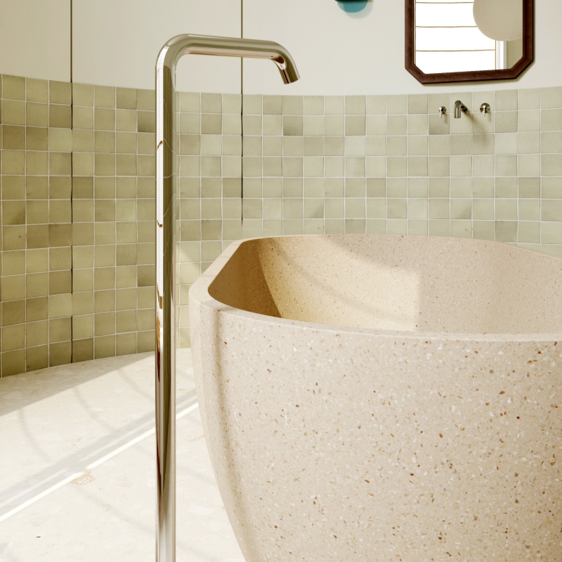 MY007 Oval Shape Inorganic Smooth Terrazzo Bathtub