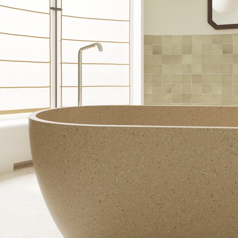 MY007 Oval Shape Inorganic Smooth Terrazzo Bathtub