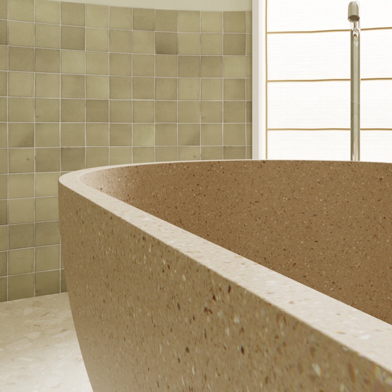 MY007 Oval Shape Inorganic Smooth Terrazzo Bathtub