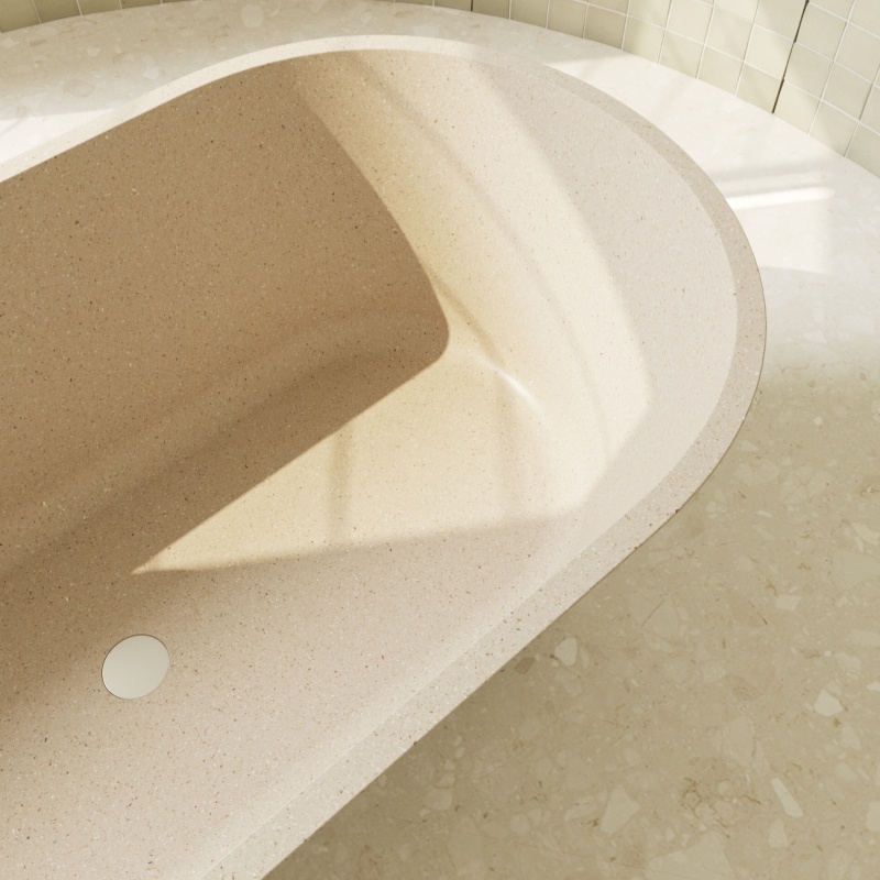 MY007 Oval Shape Inorganic Smooth Terrazzo Bathtub