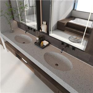 Grün konstruierte Spüle und Schüssel im Terrazzo-Stil