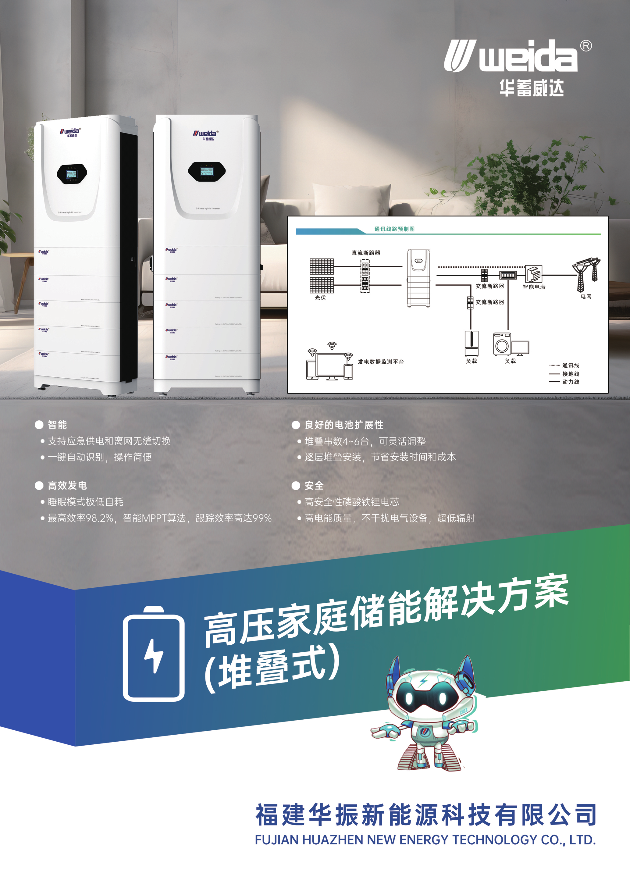 高压家庭储能解决方案(堆叠式）