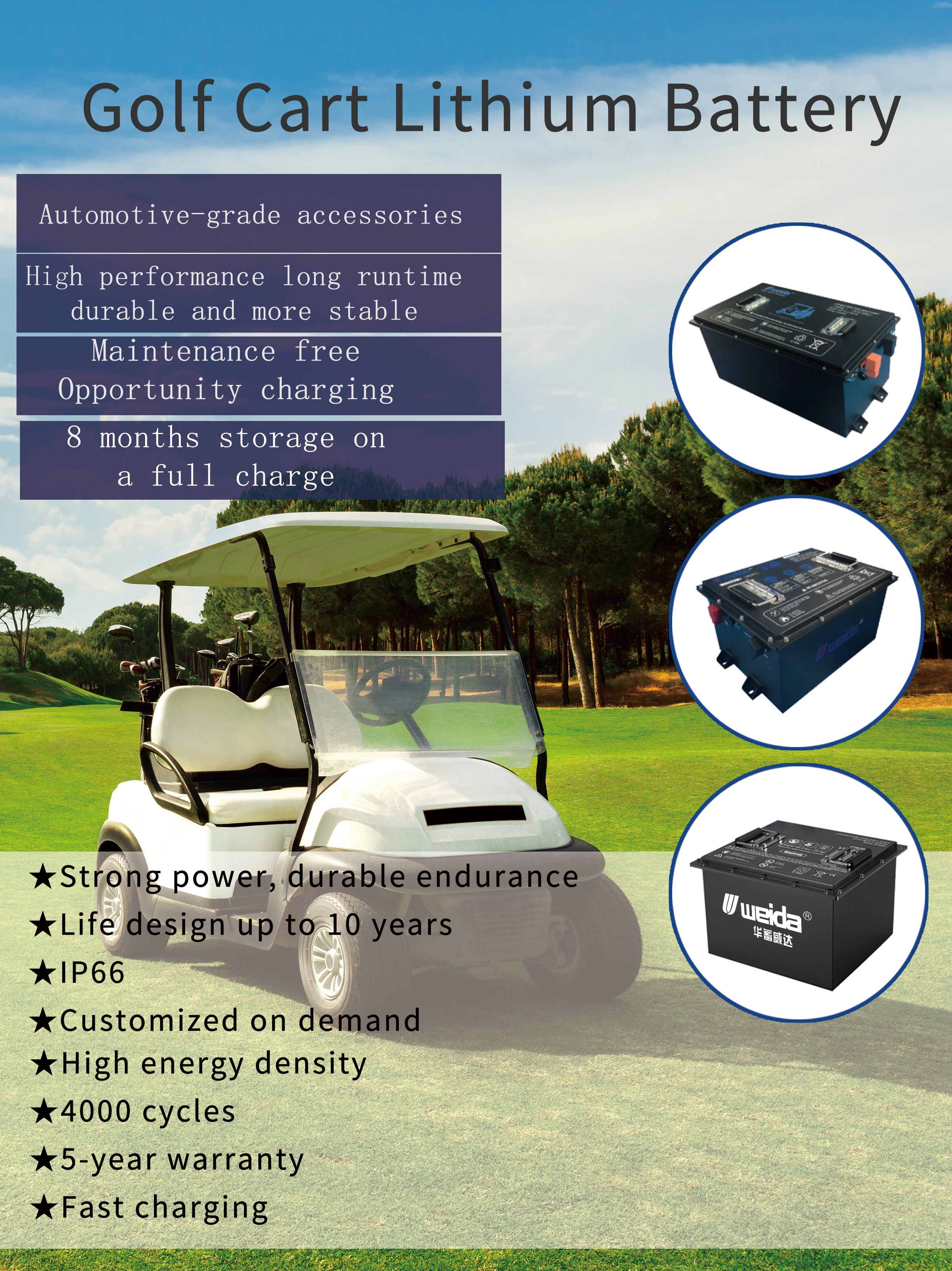 Китай ЛиФеПО4 аккумулятор для гольф-кара, литиевый аккумулятор для гольф-кара 48 В, аккумулятор для гольф-кара, производитель