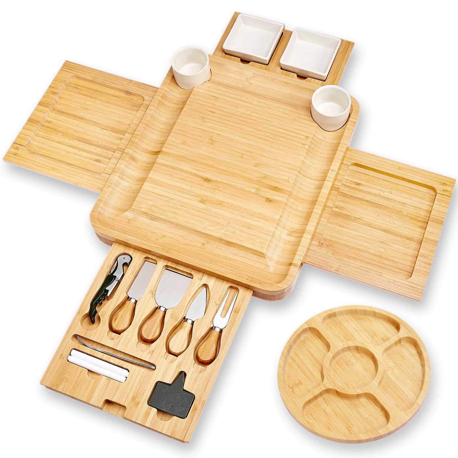 bamboo cheese board with drawer