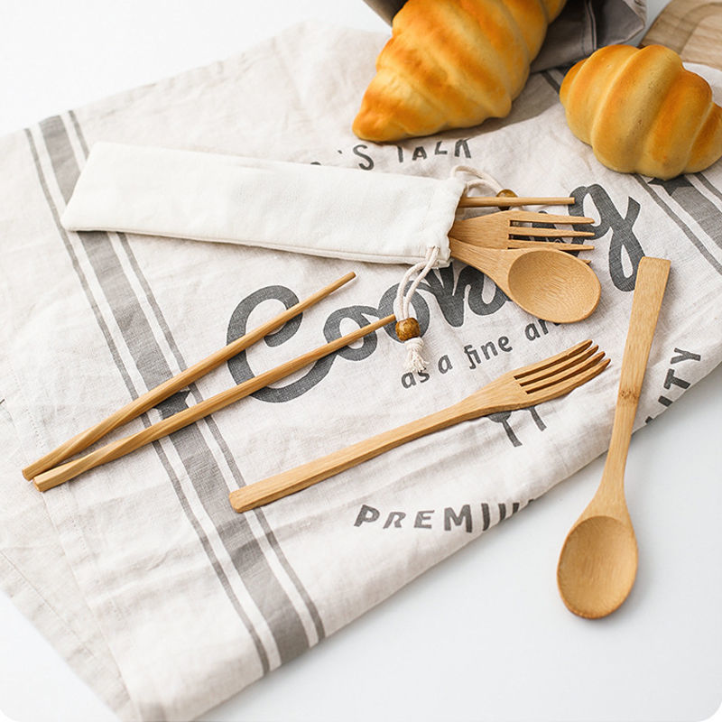 bamboo travel cutlery set