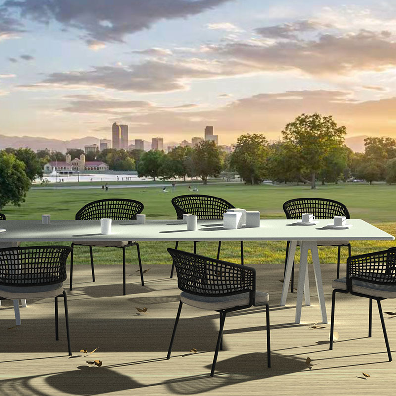 Factory delivery furniture aluminum dining table and chairs