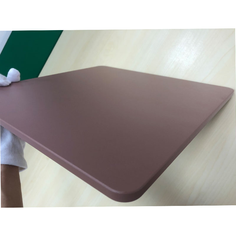 Outdoor table top made of powder coated aluminum honeycomb panel
