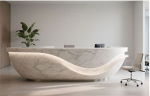 Curved reception counter