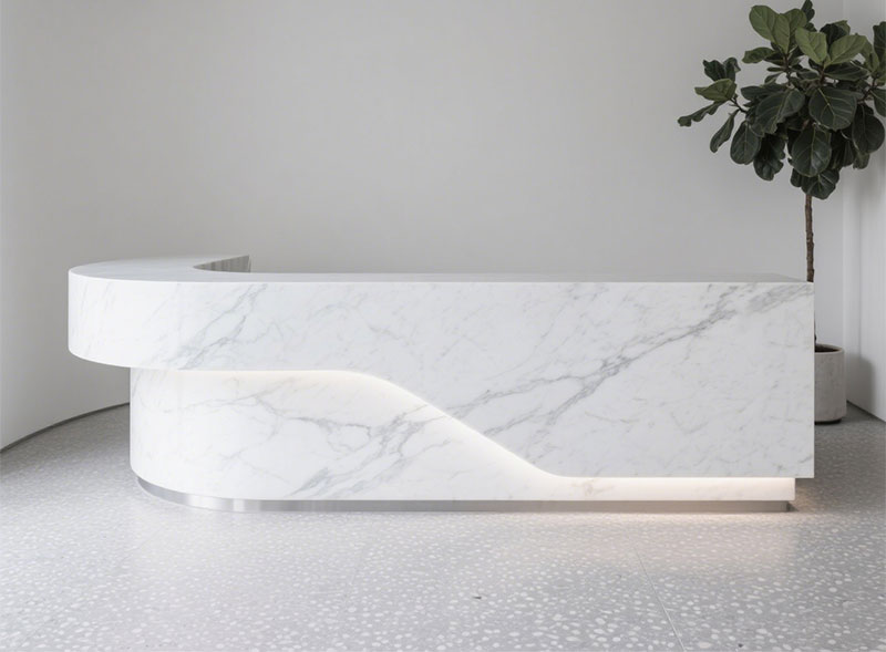 Curved reception counter