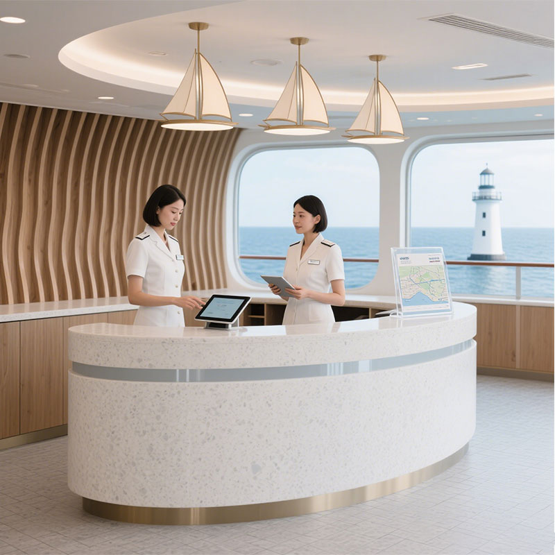 Curved Corian Reception Desk Counter Design for sales Curved Corian Reception Desk Counter Design for sales