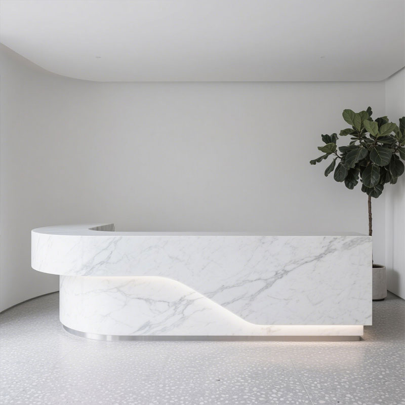 Curved Corian Reception Desk Counter Design for sales