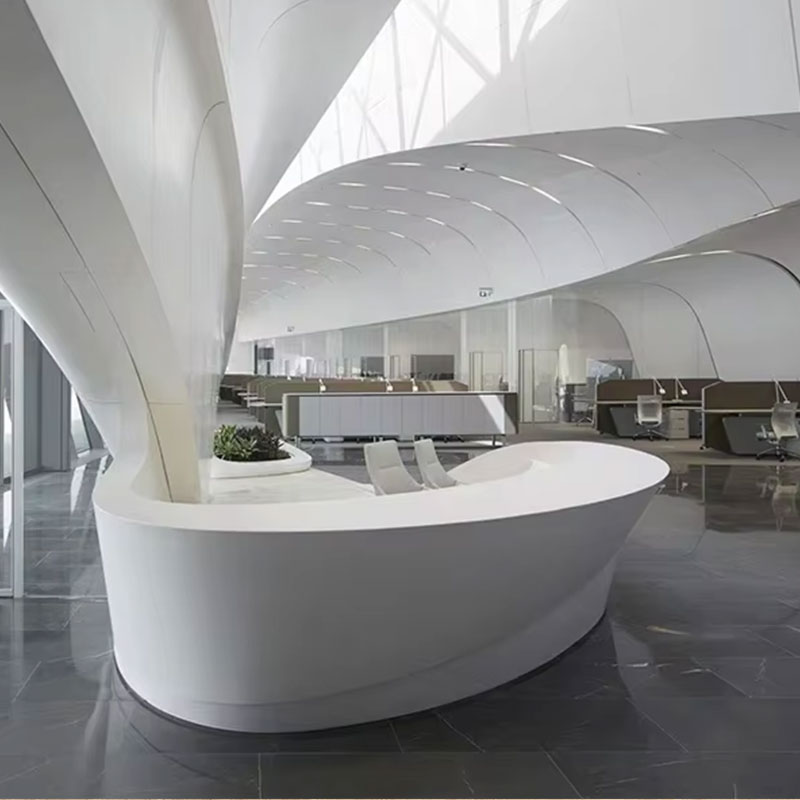 Curved Corian Reception Desk Counter Design for sales