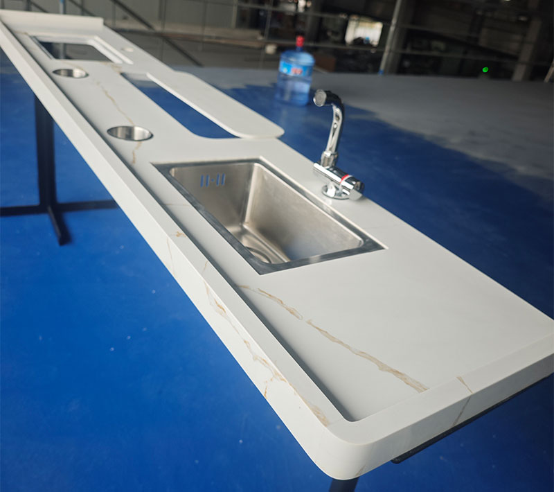 Engineered Stone Vanity Tops Countertop with Backsplash for boat/marine