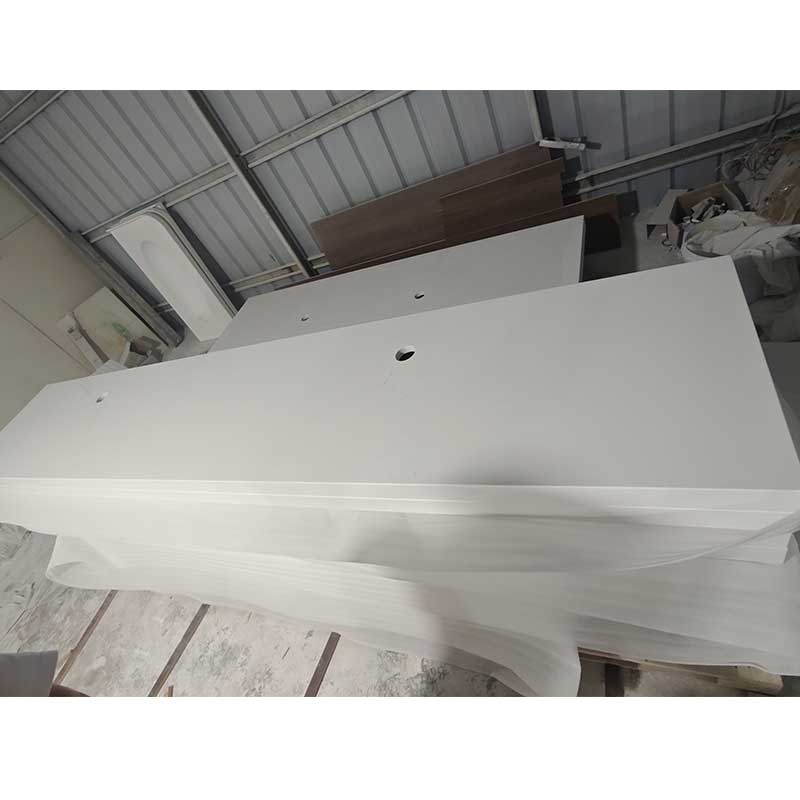3000x600x22mm Corian honeycomb table top with steel legs