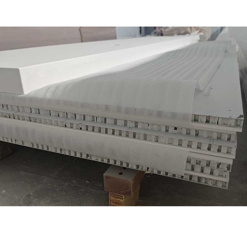 3000x600x22mm Corian honeycomb table top with steel legs