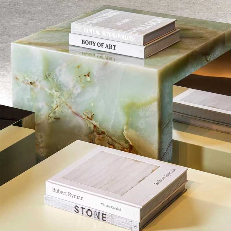 Onyx Side Table Natural Stone Honeycomb Tabletop Dining Table