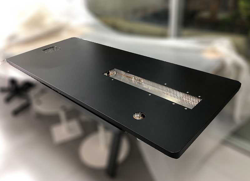 2700x1200 black powder coated aluminum dining table top
