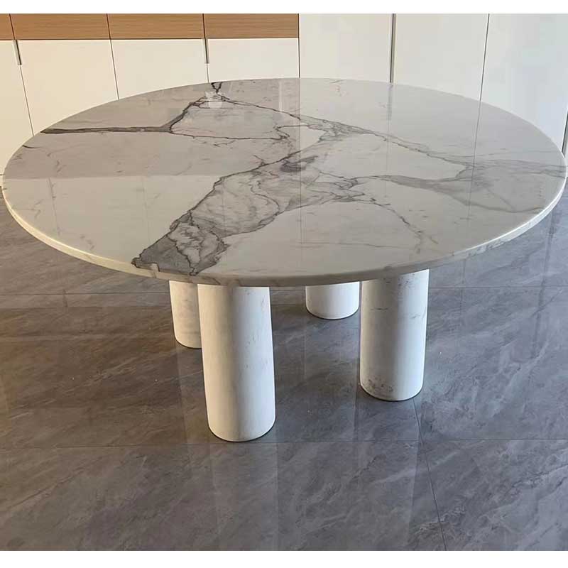Marble Top Dining Table with Honeycomb Structure